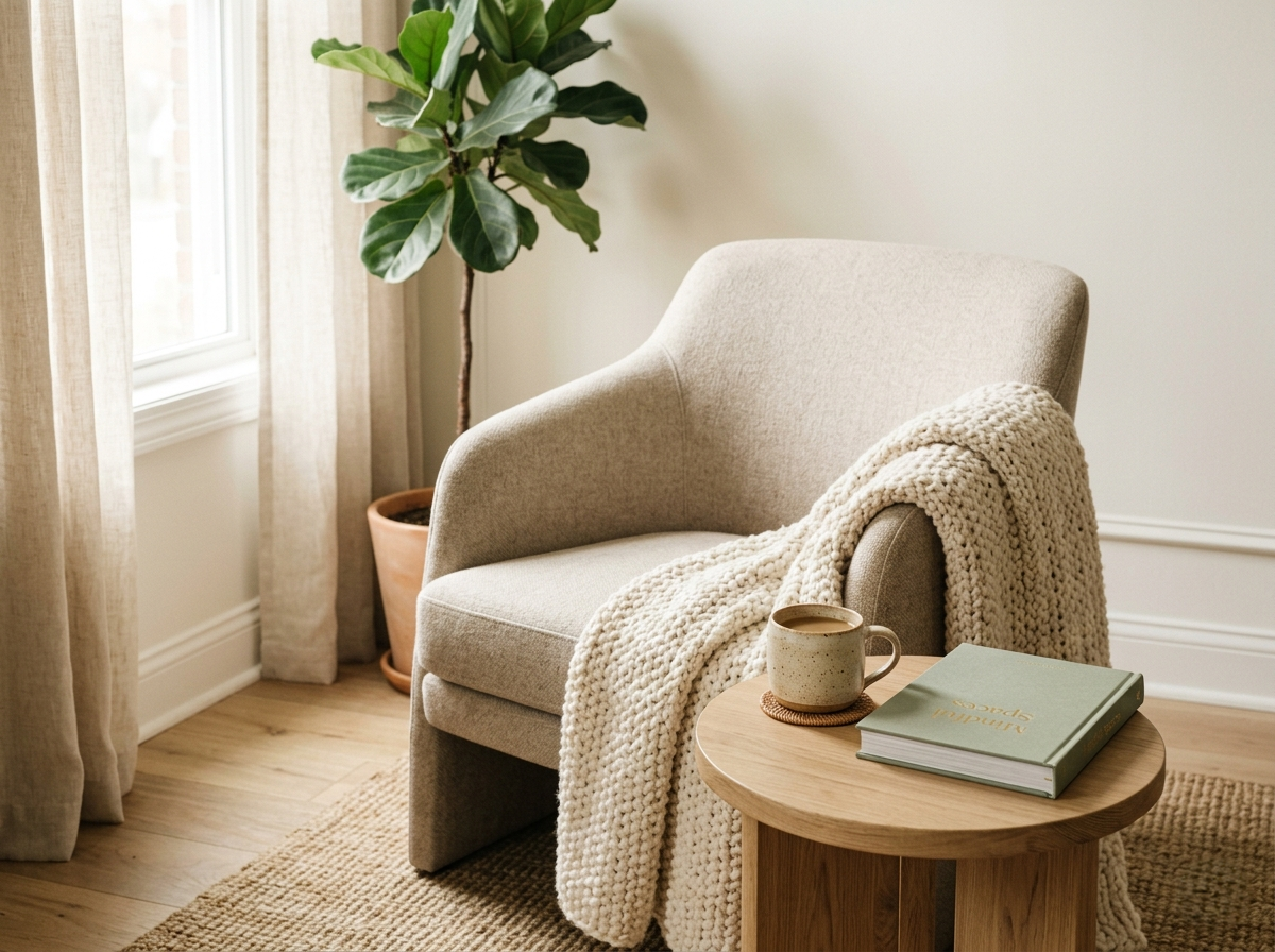 Cozy living room corner with comfortable seating and natural light