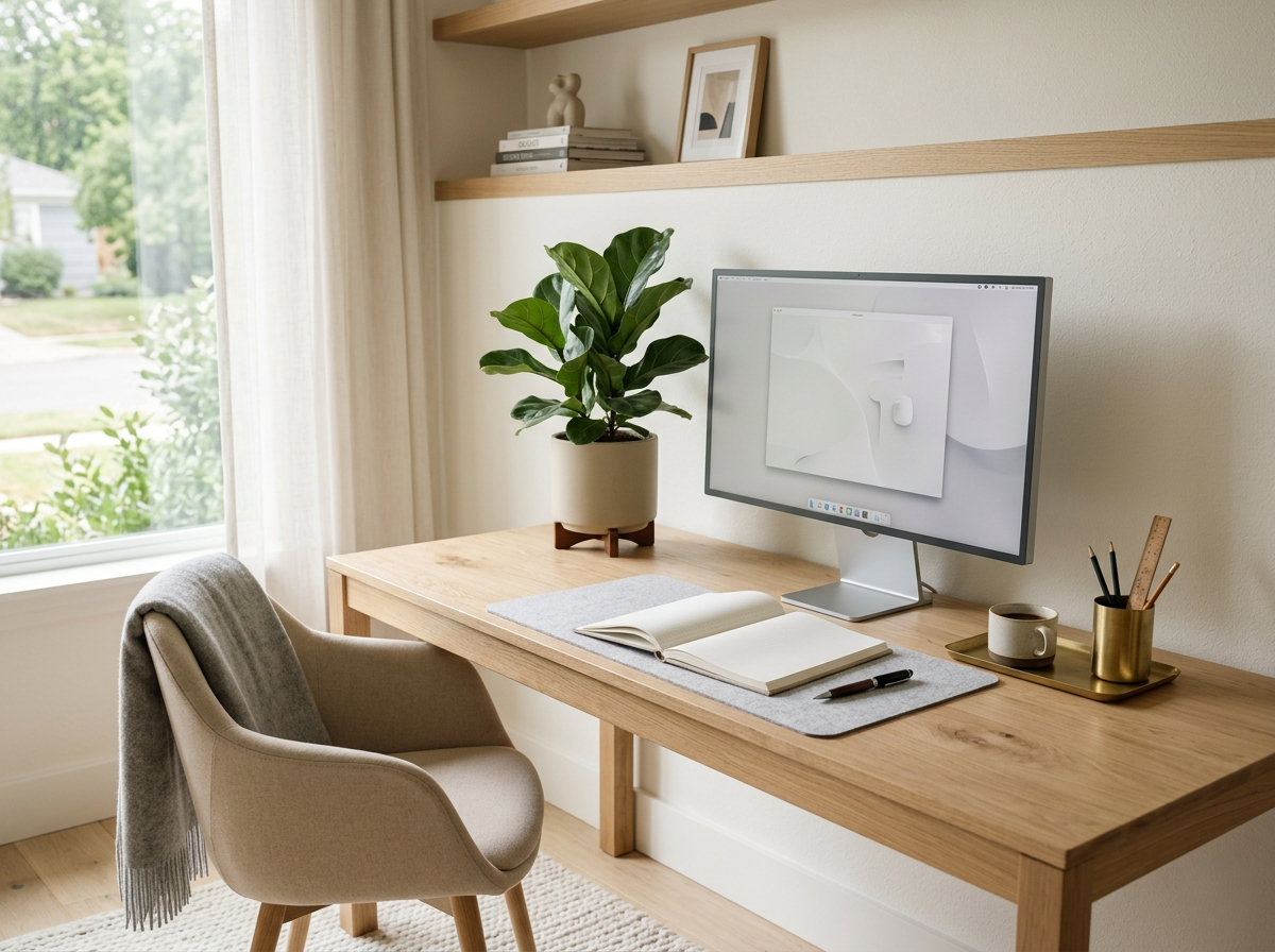 Modern home office workspace with clean organized setup
